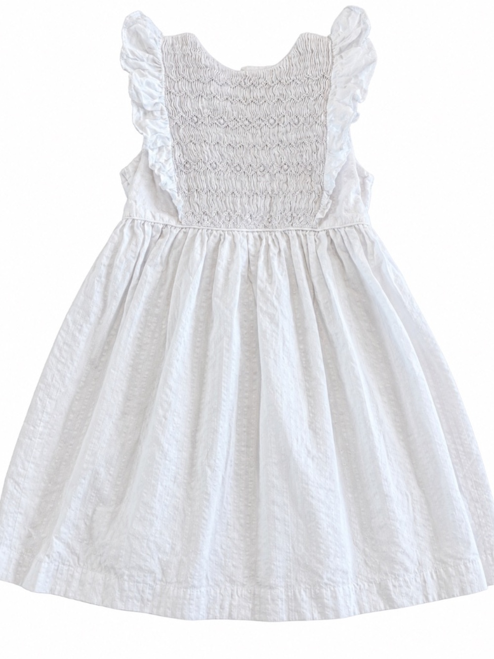 Edgehill Collection Girls White Smocked Seersucker Dress Size 6